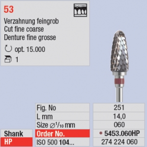 Fresa de metal duro 5453-060HP - 53 dentes