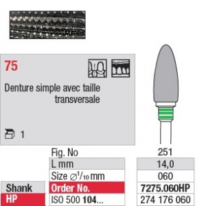 Fresa de metal duro 7275-060HP - 75 dentes