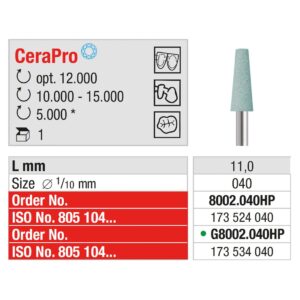EDENTA | ED-8002.040HP - CeraPro - Cône bout plat – Image 2