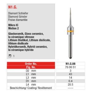 EDENTA | CAD/CAM Fraise universelle - ED-N1.G.08 – Image 2