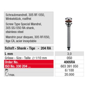 EDENTA | Mandrin pour disques 305 RF/050 4005RA – Image 2